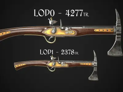 Flintlock Axegun 01 Classic Low-poly 3D model