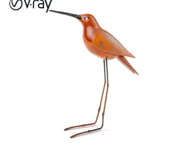 Rustic Metal Bird Sculpture D Model Pack Low-poly 3D model