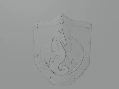 Golden Dragon Emblem Shield Low-poly 3D model