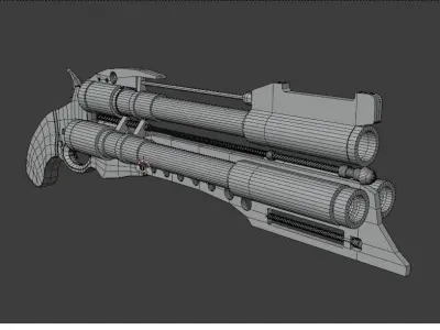 Triple Barrel Gun Low-poly 3D model