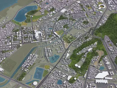 Navi Mumbai - 3D City Model Low-poly 3D model