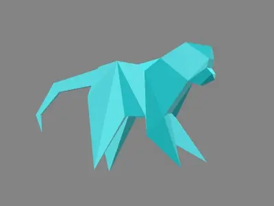 Origami Monkey Low-poly 3D model