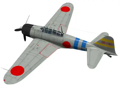 A6M2 Zero fighter Type 21  3D model