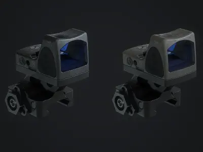 RDS Trijicon Adjustable RMR  and Trijicon Quick Release Mount Low-poly 3D model