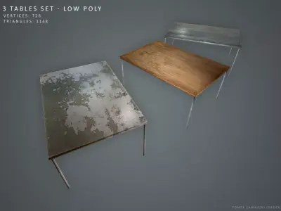 Free 3 Tables Set - Low Poly Free low-poly 3D model
