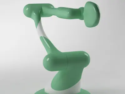 Industrial Robot arm joint green and white 3D model