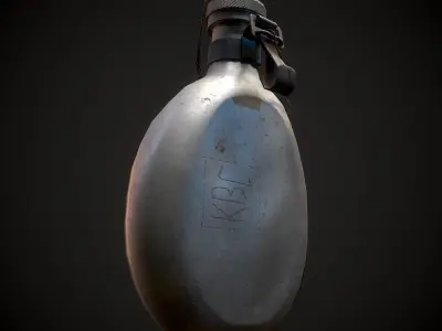 Vintage Military Water Flask - Low poly Game-ready PBR 3D Model Low-poly 3D model