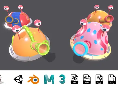 Cartoon Cannon Pack 01 Free low-poly 3D model