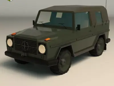 Low Poly Military Jeep 02 Low-poly 3D model