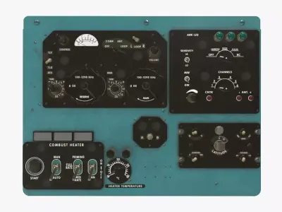 Mi-8MT Mi-17MT Right Overhead Panels Board English Low-poly 3D model