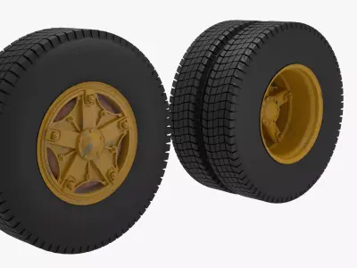Old truck wheels 3D model