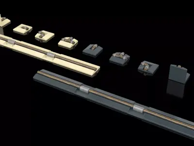 Interior Sci-fi Small Brass Tubes PBR 3D model
