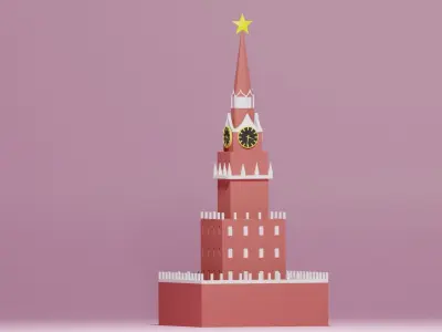 Moscow Kremlin Spasskaya Tower Low-poly 3D model