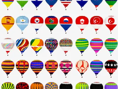 Hot Air Blloon Pack 3D model