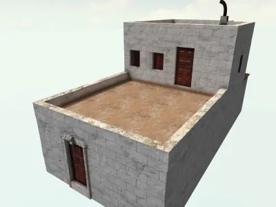 Old High-Quality 3D Colonial House Low-poly 3D model