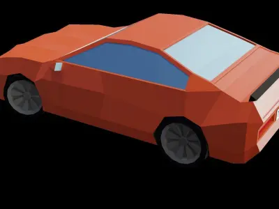 Low-Poly Car orange Free low-poly 3D model