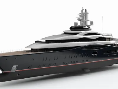 Feadship 1010 Superyacht Night Scene 3D model