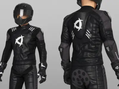 Bike Rider Wearing Protective Riderwear Rigged 3D model