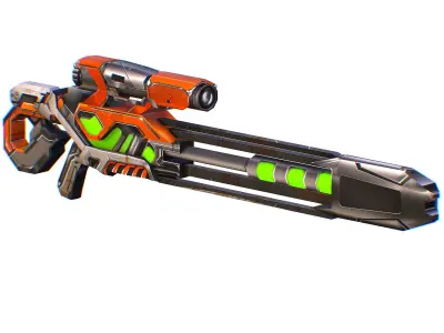 LowPoly Cartoon Sci-Fi Sniper Rifle Futurre Low-poly 3D model