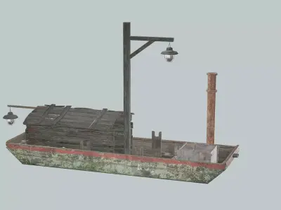 Medieval Old Fishing Boat Low Poly 3D Model Low-poly 3D model