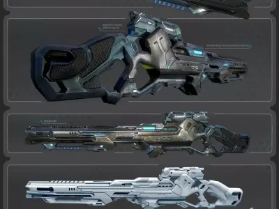 Scifi Rifle Low-poly 3D model