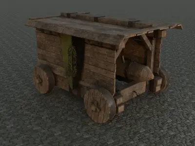 Medieval Battering Ram low-poly PBR Low-poly 3D model