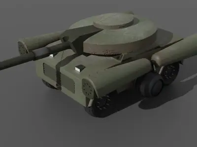 Fantastic Military Vehicle with 4 arms lowpoly animated pbr Low-poly 3D model