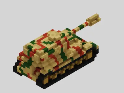 Jagdpanzer Elefant Tank Voxel Low-poly 3D model