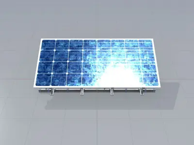Solar module version 3 2x4m tilt angle 20 degrees with stand Low-poly 3D model