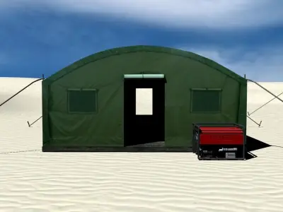 Big Army Tent Low-poly 3D model