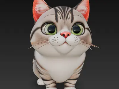 Cat Realistic 3D Model Basic - Low Poly Realistic Low-poly 3D model