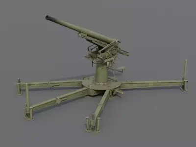 Type 88 75 mm AA gun Low-poly 3D model