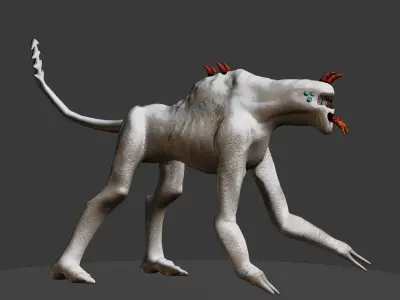 Alien dog creature Low-poly 3D model