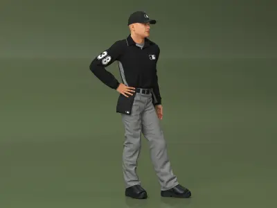 Baseball Umpire in Cap Standing Pose 3D model