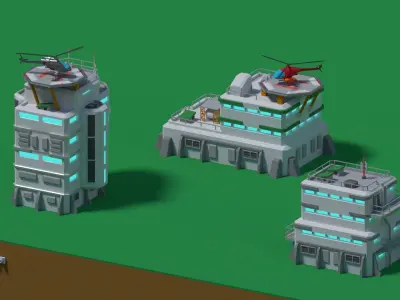 Sci-Fi building Low-Poly Free low-poly 3D model