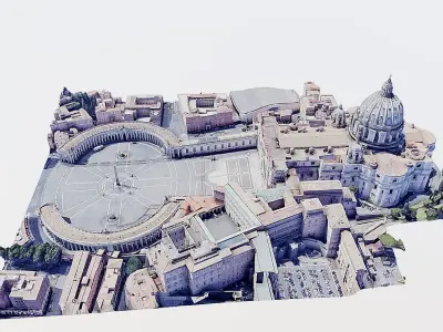 St Peters Square-San Pietro- Vatican Low-poly 3D model