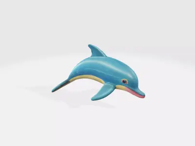 cartoon dolphin characterd happy swimming 3D model