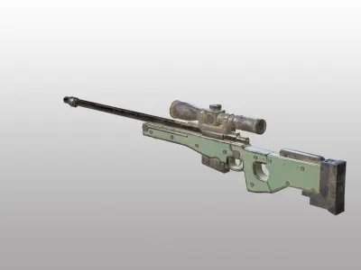 AWM gun 3d model game assest Free 3D model