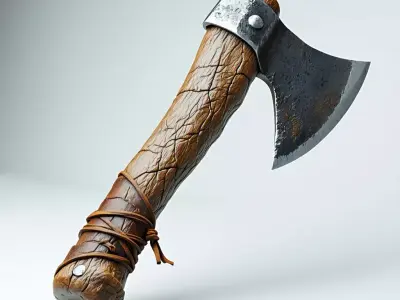 Realistic LowPoly Viking Axe Low-poly 3D model