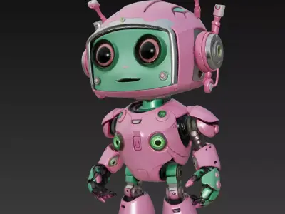 Pink Techbot - Cute Stylized Robot Character 3D Model 3D print model