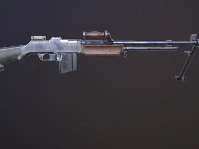 M1918A2 machine gun Low-poly 3D model