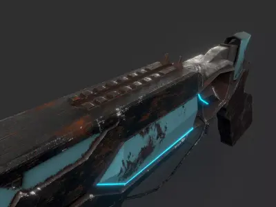 Cyberpunk Revolver - Sci-Fi Railgun Low-poly 3D model
