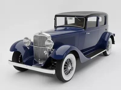 Elegant Vintage Dark Blue Sedan Low-poly 3D model