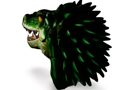 Realistic 3D Crocodile Head Model Low-poly 3D model