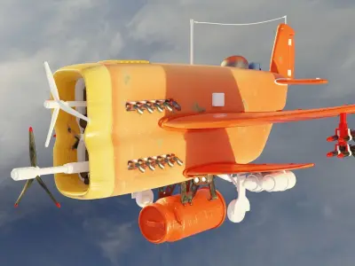 Helicopter with guns and missiles Low-poly 3D model