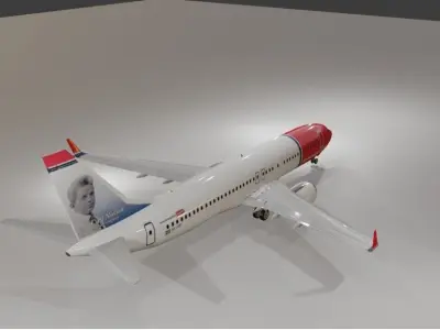 Norwegian Airlines Boeing 737-800 3D Model with cockpit Low-poly 3D model