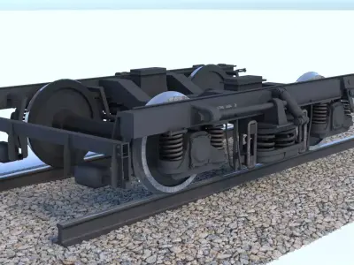 ER2 Passenger Wagon Bogey Low-poly 3D model