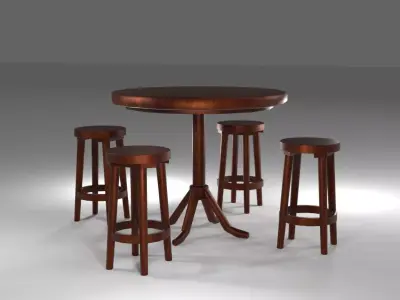 Medieval Table and Stool 3D Free low-poly 3D model