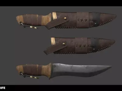 Hunting knife 3d model 4k game ready Low-poly 3D model