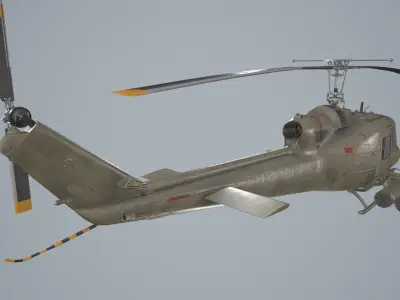 Bell UH-1C US Army Basic Animation Low-poly 3D model